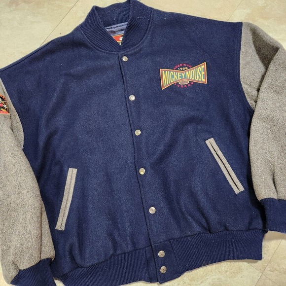 VTG Walt Disney Mens L Large Mickey Mouse Wool Varsity Bomber Jacket USA Made - Picture 6 of 12